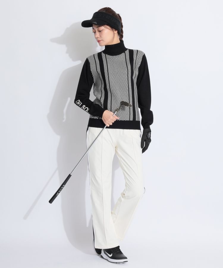 デルソルゴルフ DL ヘリンボーンラインタートルネックニット