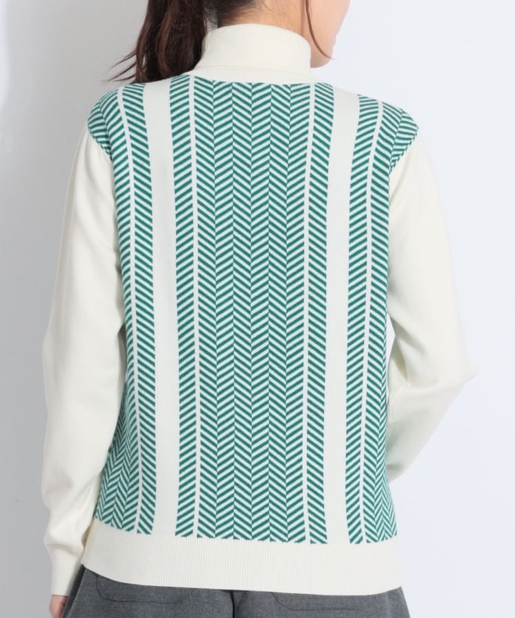 デルソルゴルフ DL ヘリンボーンラインタートルネックニット