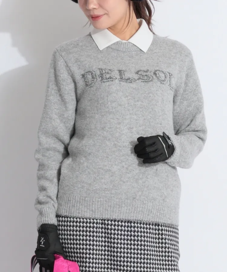 ブリーフィングゴルフ BR ライン切替ロゴデザインクルーネックニット