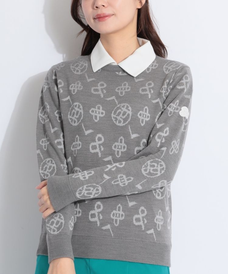 アンパスィ AP 【ネイビーエディション】【保温】総柄ジャガードクルー