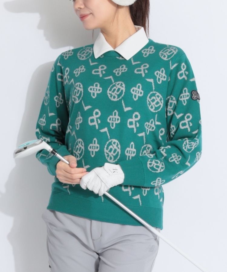 アンパスィ AP 【ネイビーエディション】【保温】総柄ジャガードクルー