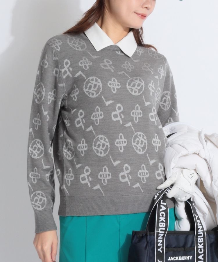 アンパスィ AP 【ネイビーエディション】【保温】総柄ジャガードクルー