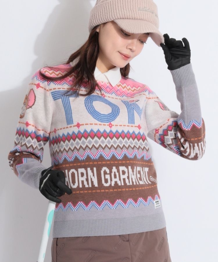 ホーンガーメント　WORLD GARMENT クルーネックセーター ホーンガーメント HO 【トムとジェリー】【ユニセックス】ジャガード