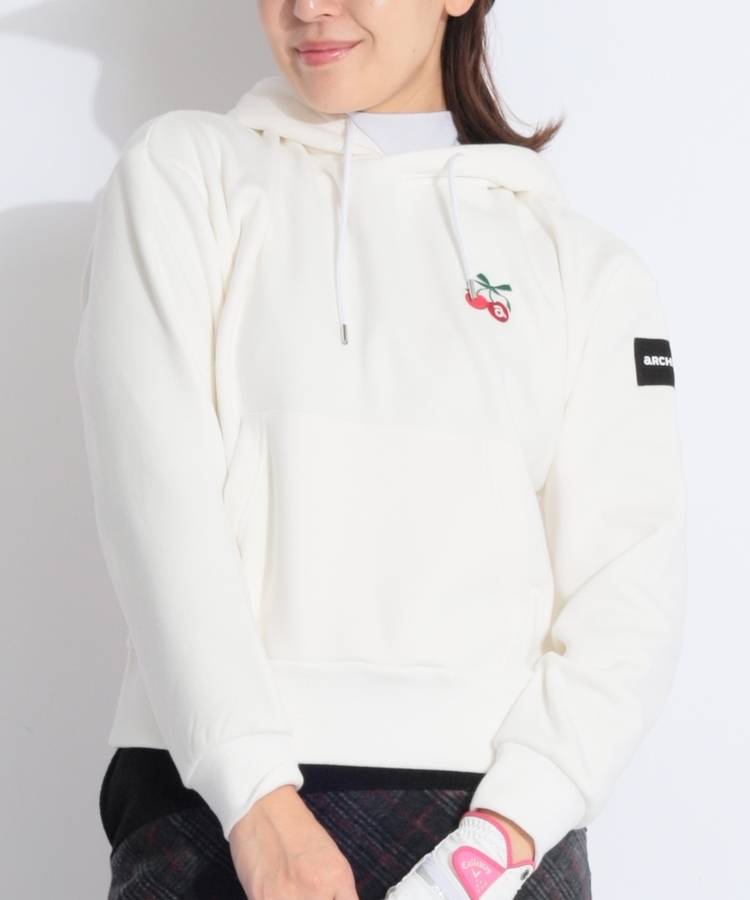 AR ビッグチェリープリント裏起毛パーカー