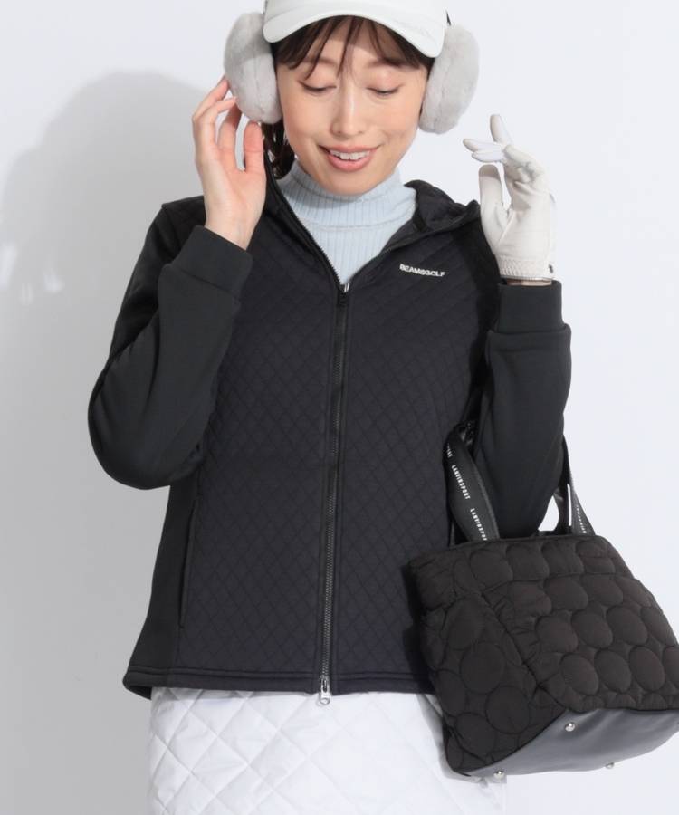 BE キルティング切替裏起毛パーカー