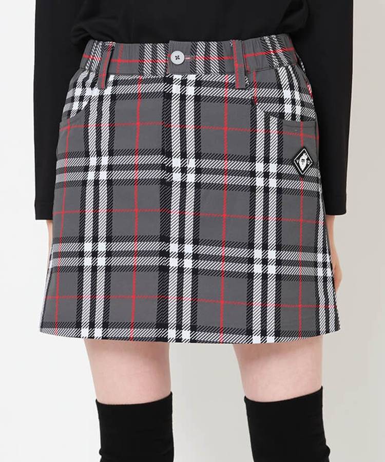 VI 【撥水ストレッチ】一体型ペチパンツ付きタータンチェックスカート