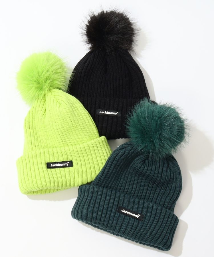 ジャックバニー JB フェイクファーポンポンニット帽 レディース