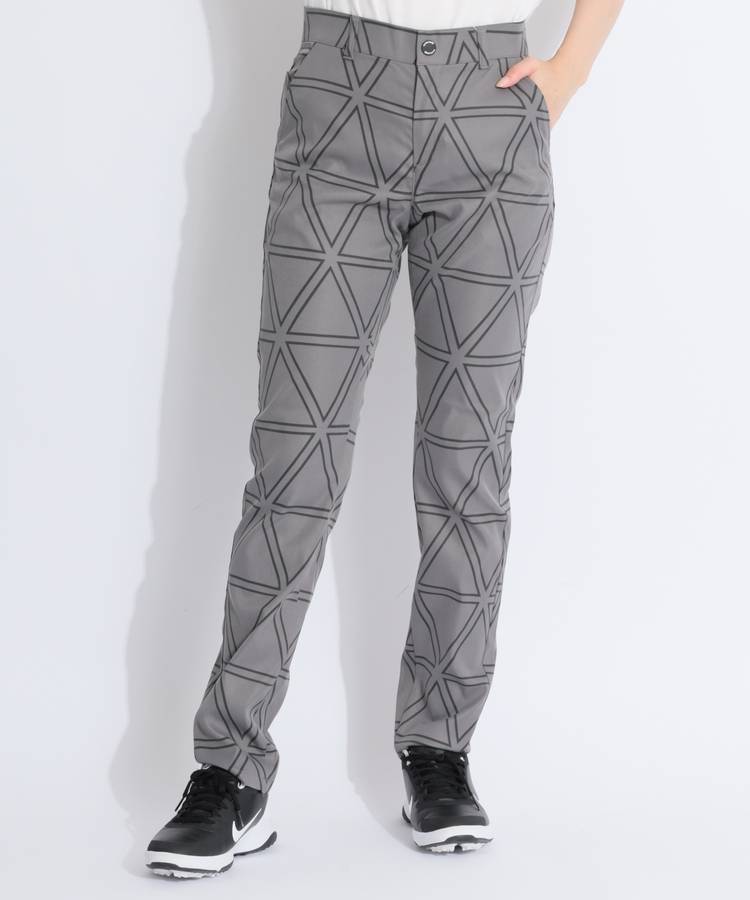 LQ 【撥水ストレッチ】トライアングル総柄テーパードパンツ