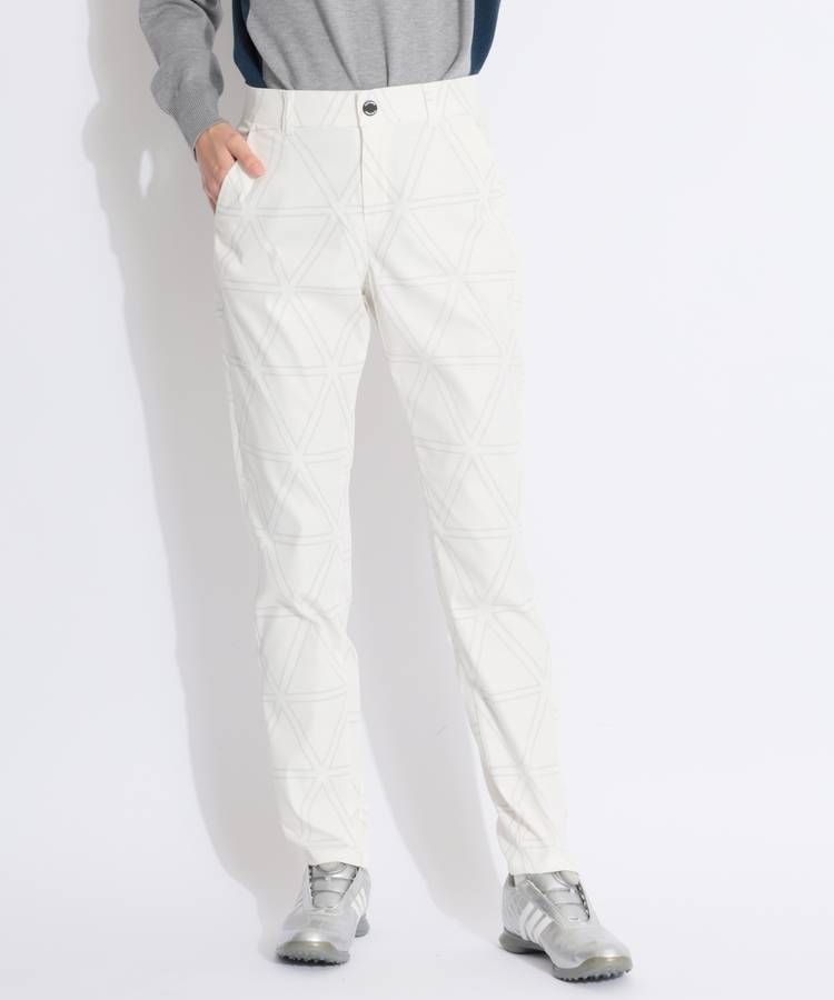 LQ 【撥水ストレッチ】トライアングル総柄テーパードパンツ