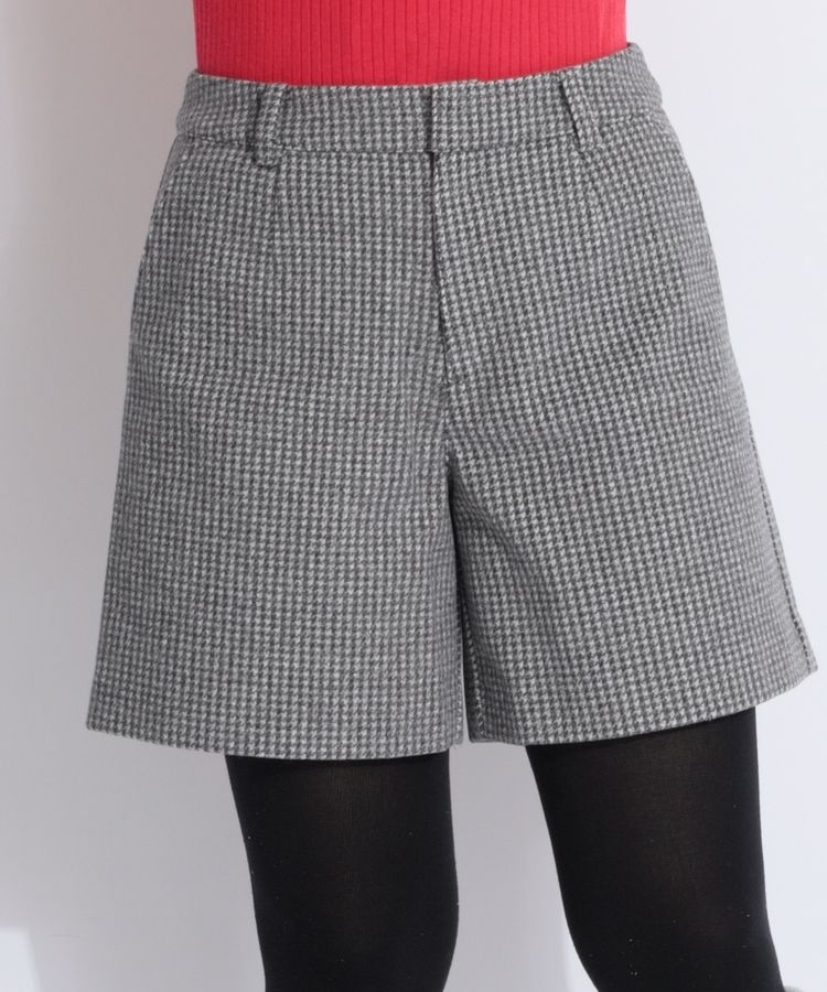 【ストレッチ】千鳥柄微起毛ショートパンツ