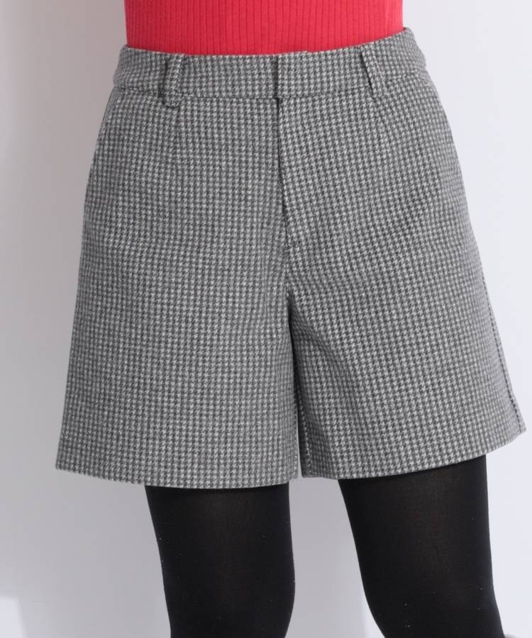 BE 【ストレッチ】千鳥柄微起毛ショートパンツ