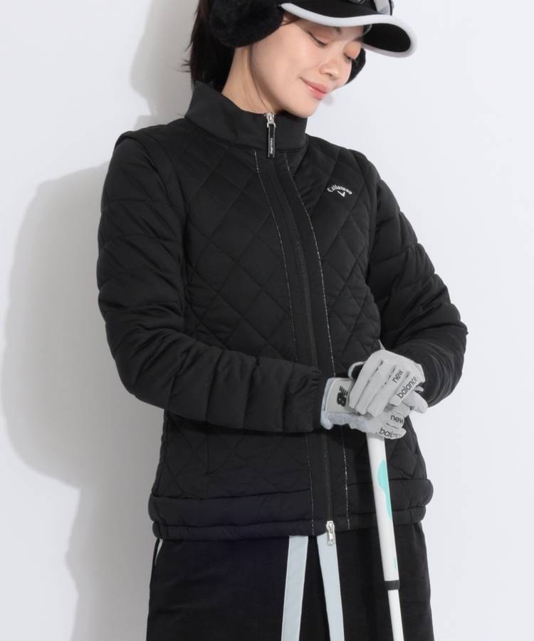 CA 【スターストレッチ】パイピングラメライン2WAYキルト中綿ブルゾン