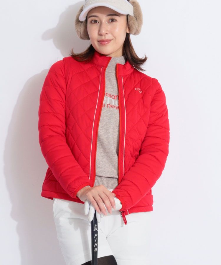 【スターストレッチ】パイピングラメライン2WAYキルト中綿ブルゾン