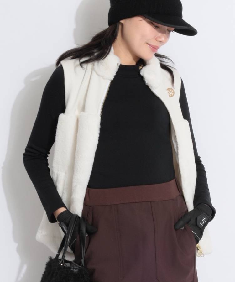 RR 【吸湿発熱】スムース裏起毛モックネック長袖カットソー