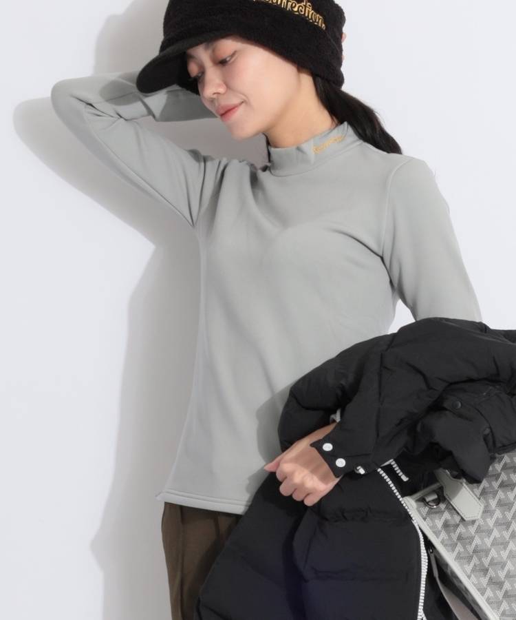 RR 【吸湿発熱】スムース裏起毛モックネック長袖カットソー