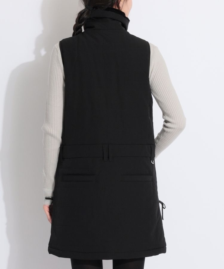 クアルトユナイテッド CU ポケットリボンスタンドネック中綿ワンピース