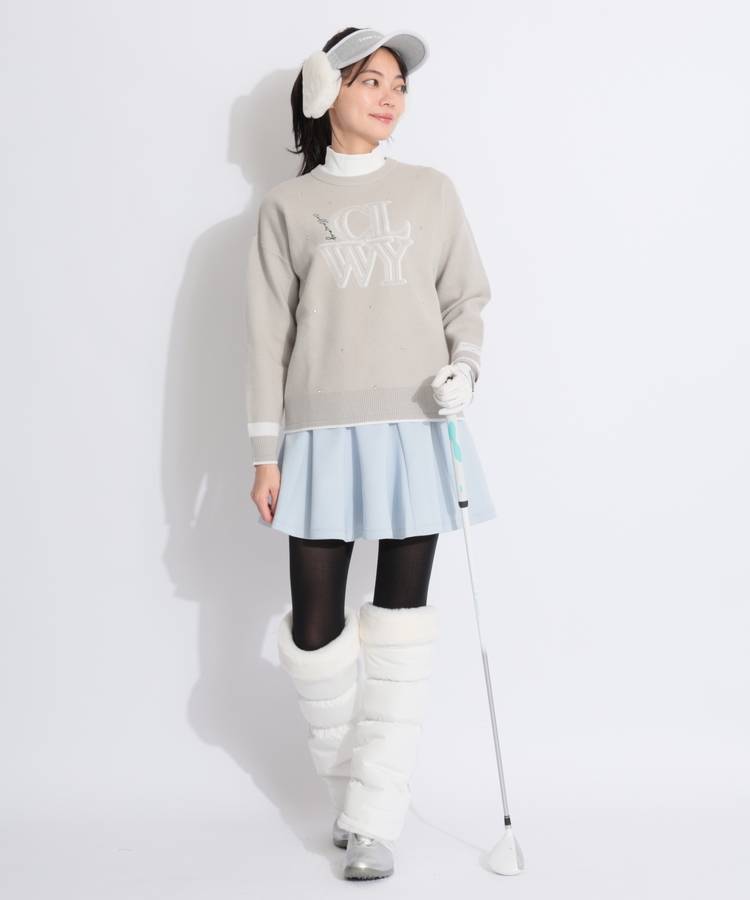 CA ストーンドットジャガードクルーネックニット