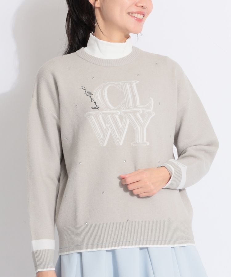 ストーンドットジャガードクルーネックニット