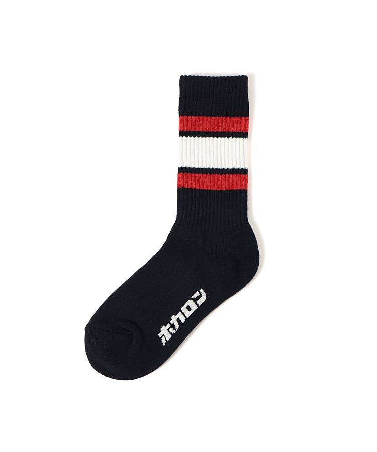 BE 【ホカロン】配色ラインミドルソックス