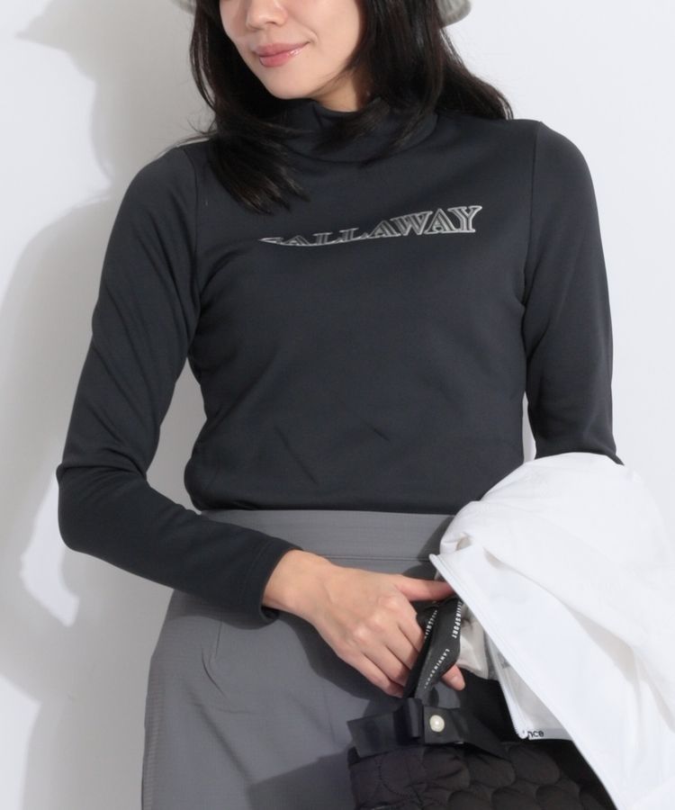 【ストレッチ保温】裏起毛モックネック長袖カットソー