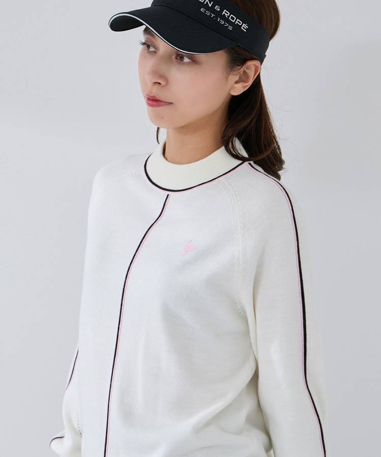 JR 配色ラインモックネックニット