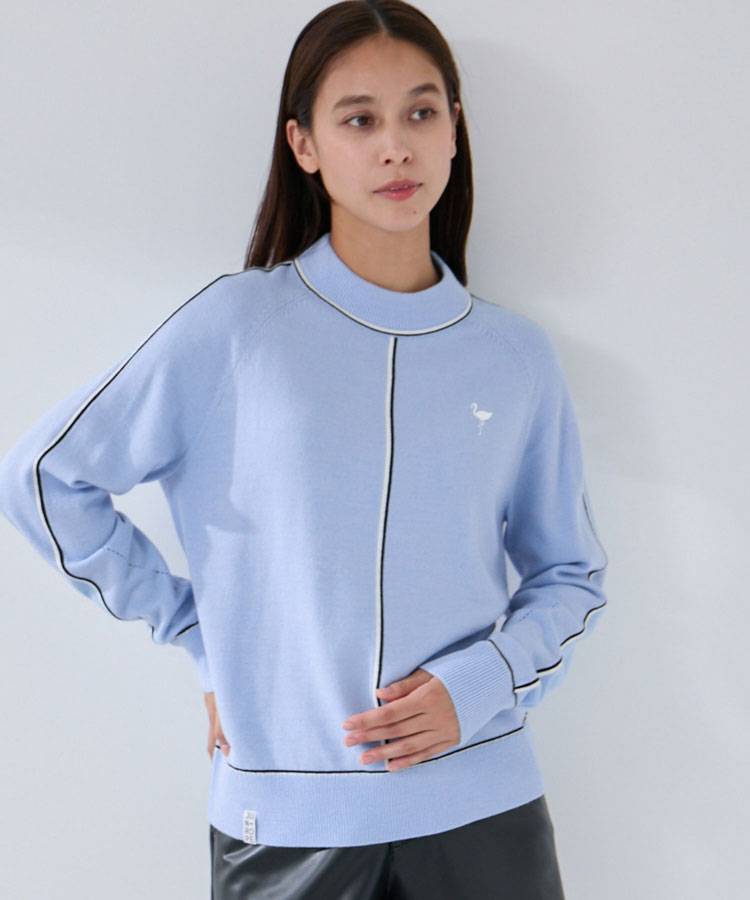 JR 配色ラインモックネックニット