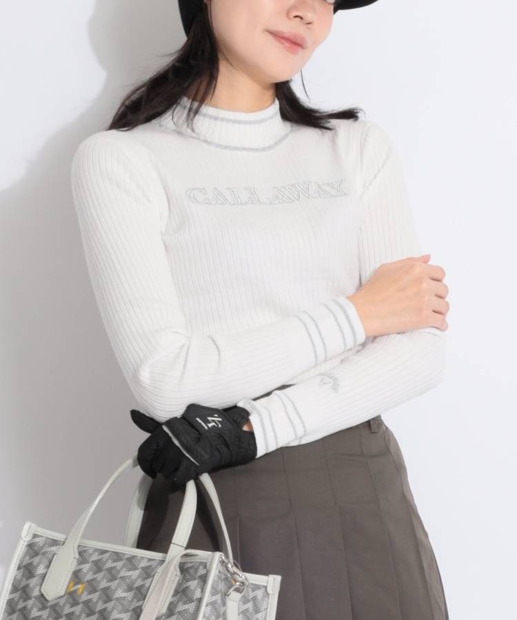 CA ロゴ刺繍ハイネックリブニット
