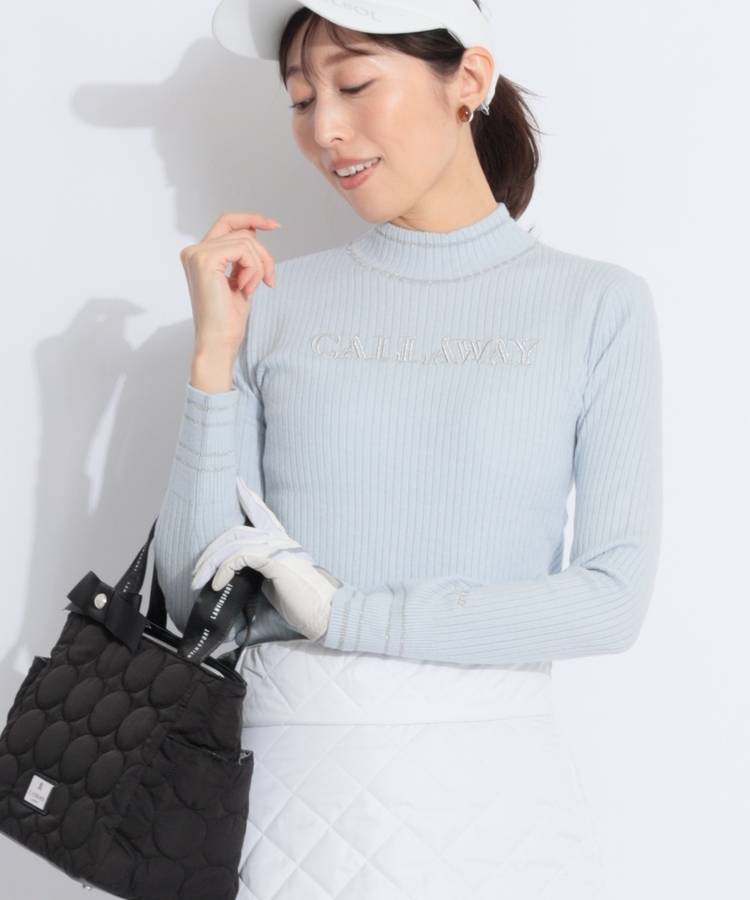 CA ロゴ刺繍ハイネックリブニット