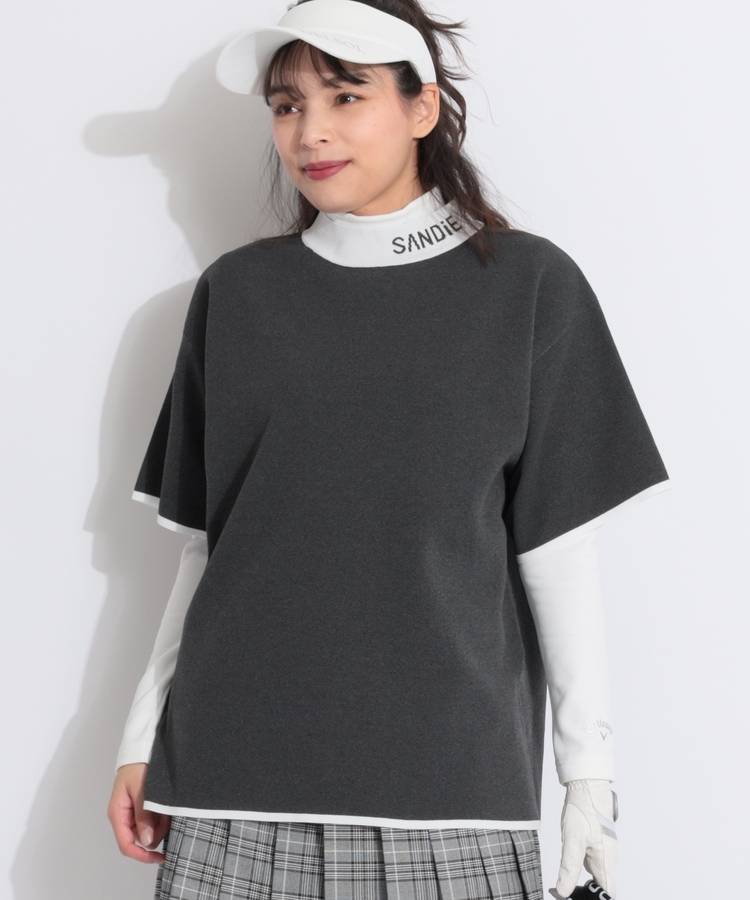 SD 【ユニセックス】オーバーサイズモックネック半袖ニット