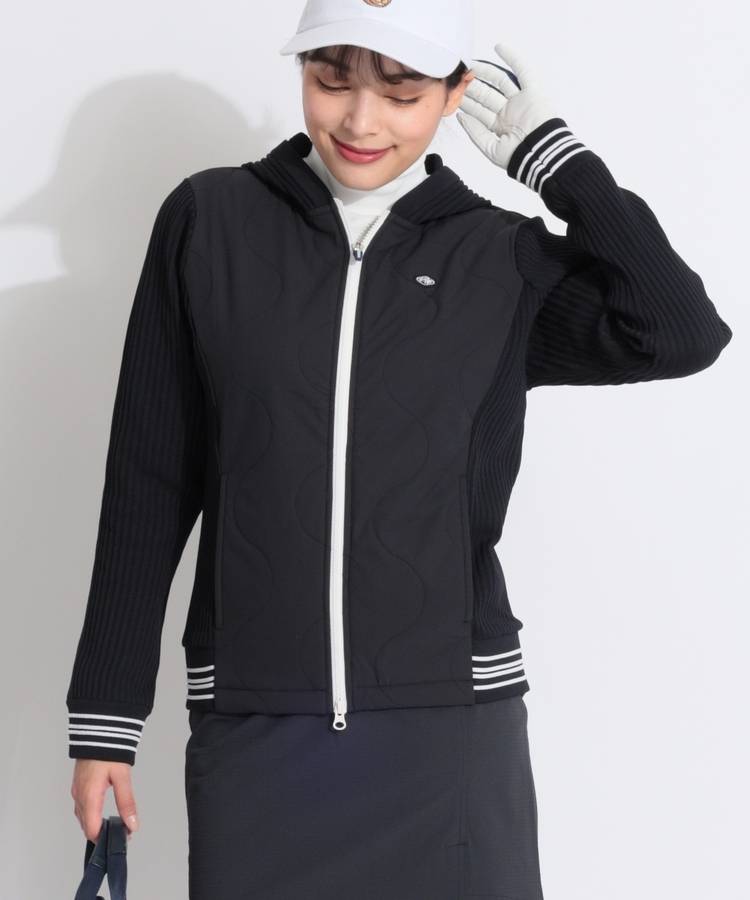 FD 【吸湿発熱】中綿キルト切替ニットパーカー