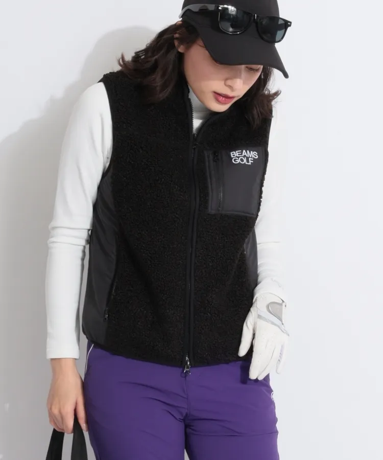 ビームスゴルフ BE スタンドネックボアベスト レディースゴルフウェア