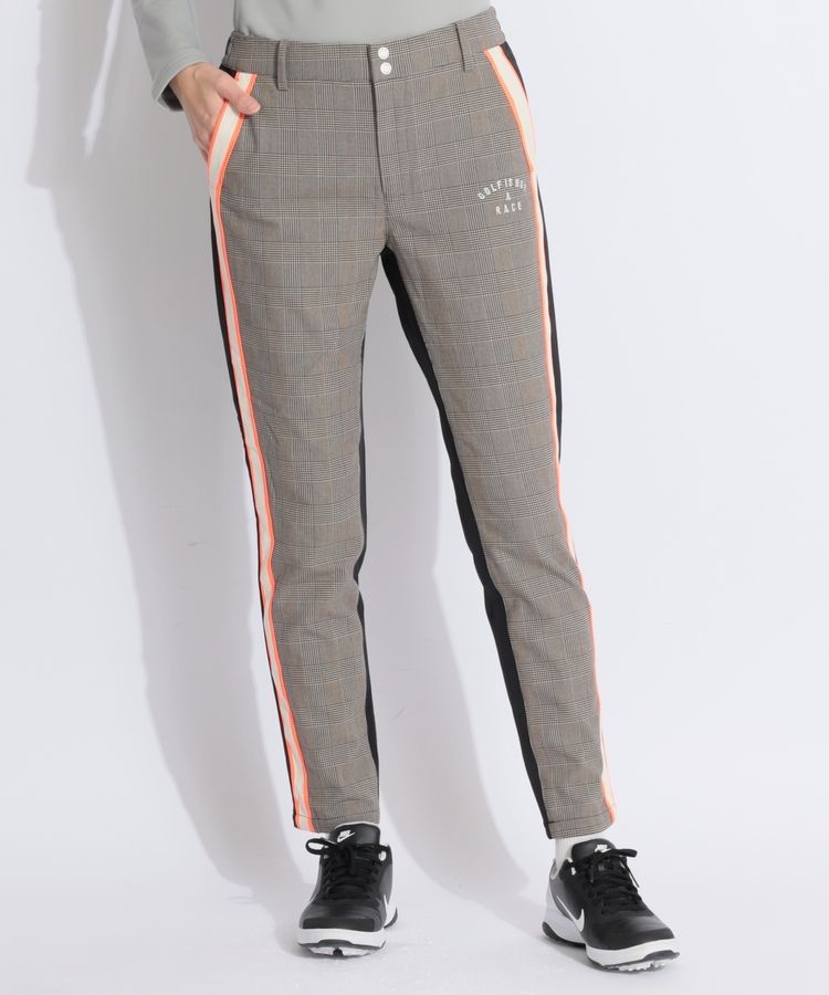 ディッセンバーメイ DM サイドライングレンチェック柄テーパードパンツ