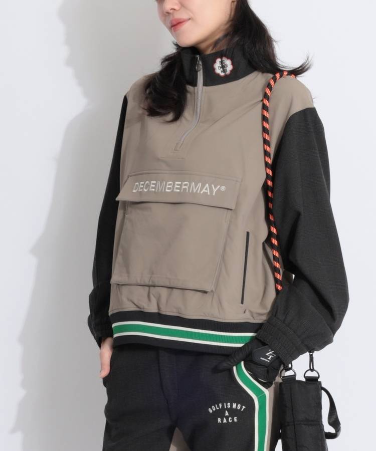 DM チェック切替ハーフジップアノラックプルオーバー