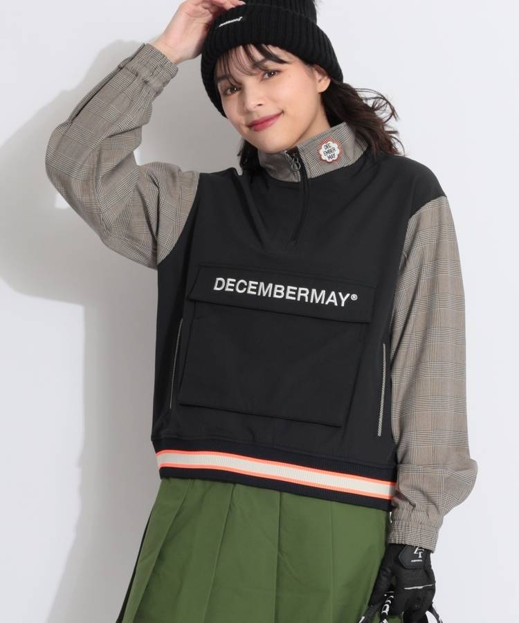 DM チェック切替ハーフジップアノラックプルオーバー