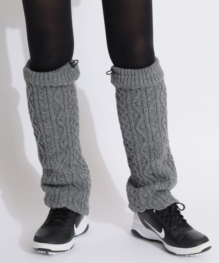 パーリーゲイツ PG フラワーワッペンアラン編みニットレッグウォーマー