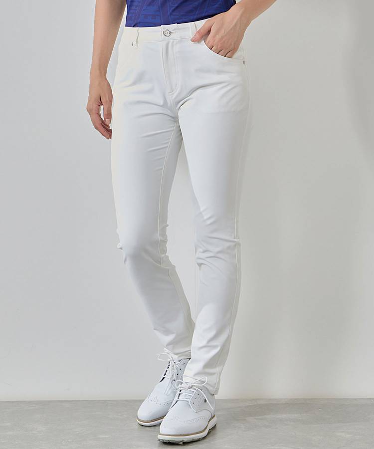 JR 【防透撥水】バックウエストロゴスキニーパンツ