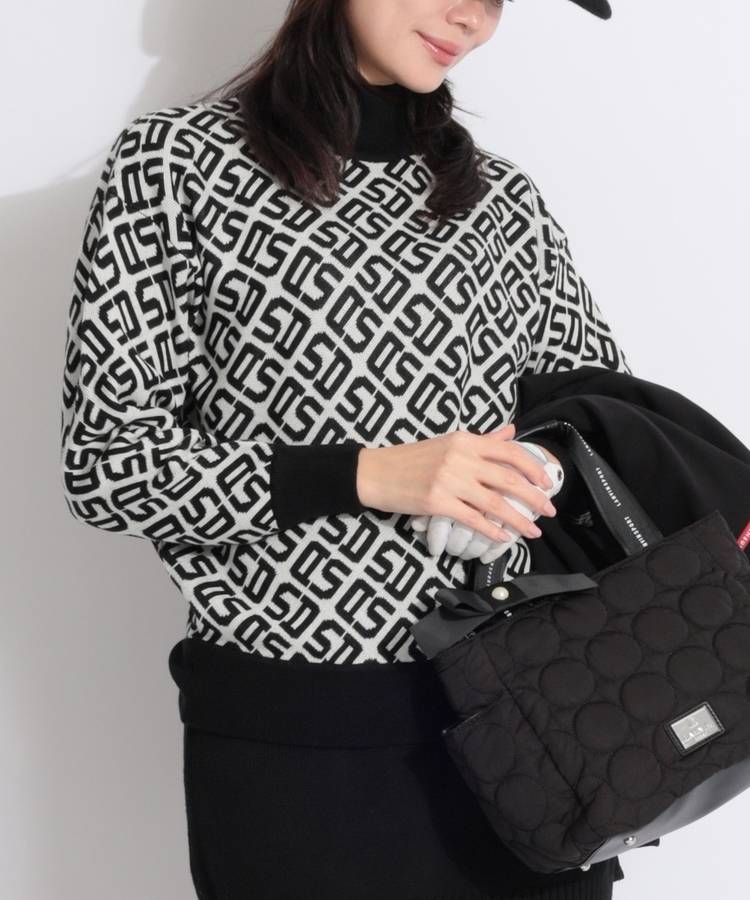 SD バイアス総ロゴジャガードモックネックニット