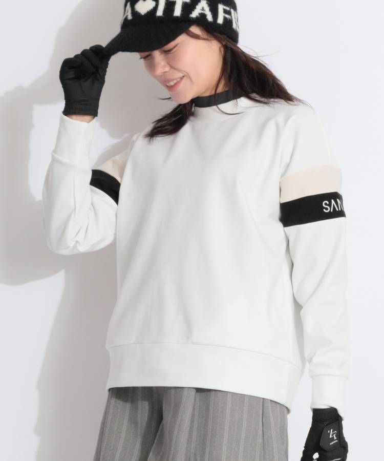 SD バイカラースリーブ裏起毛クルーネックプルオーバー