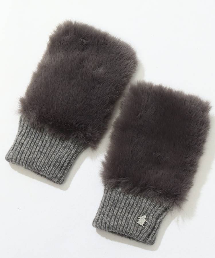 MW フェイクファーニットコンビハンドウォーマー