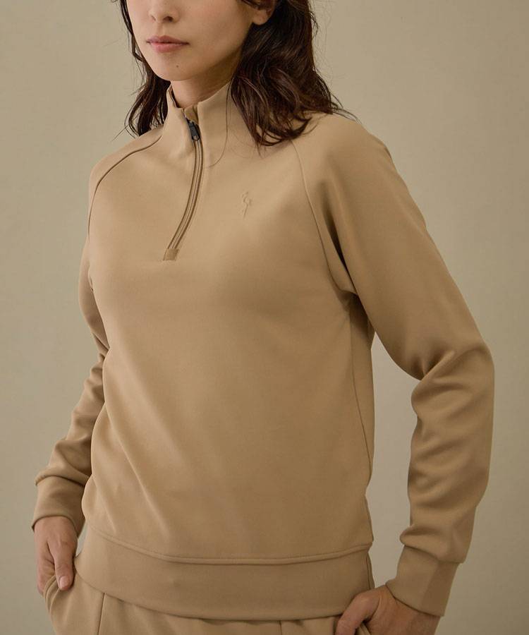 JR 【NOIR】【防透ストレッチ】スタンドネックハーフジッププルオーバー