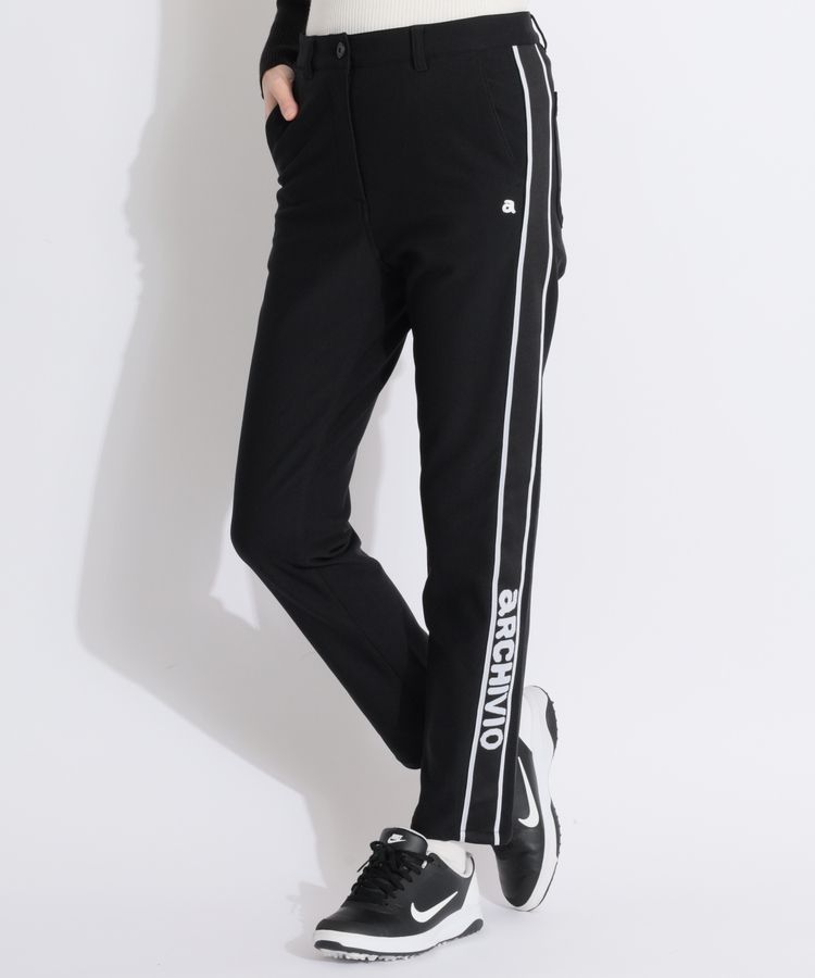 アルチビオ レディース archivio ブラック ロゴ入り 裏起毛パンツ