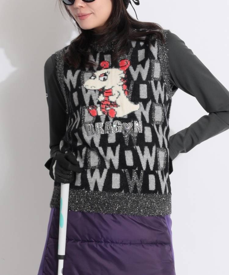 DD チビドラフェザーヤーンクルーネックニットベスト