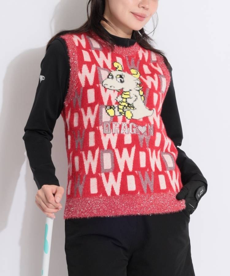 DD チビドラフェザーヤーンクルーネックニットベスト