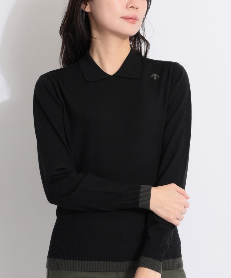 デサントゴルフ DE 【手洗い可能】バイカラーライン襟付きウール混