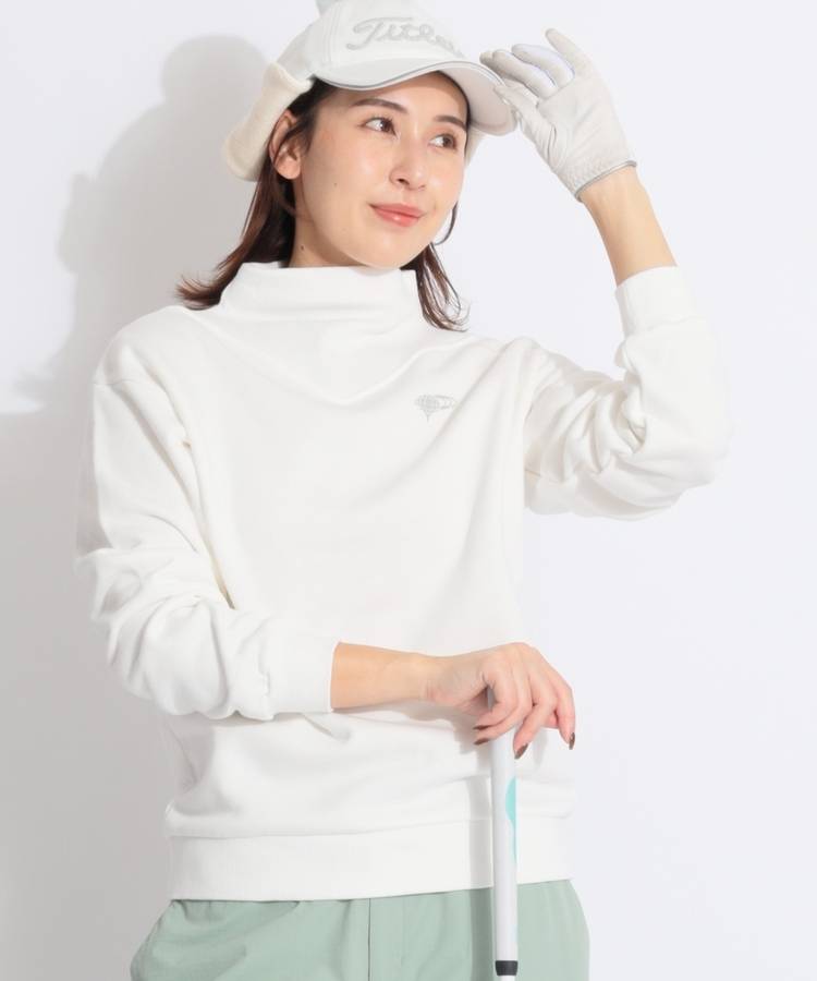 BE 【UV】ロゴプリント裏起毛ボトルネックプルオーバー