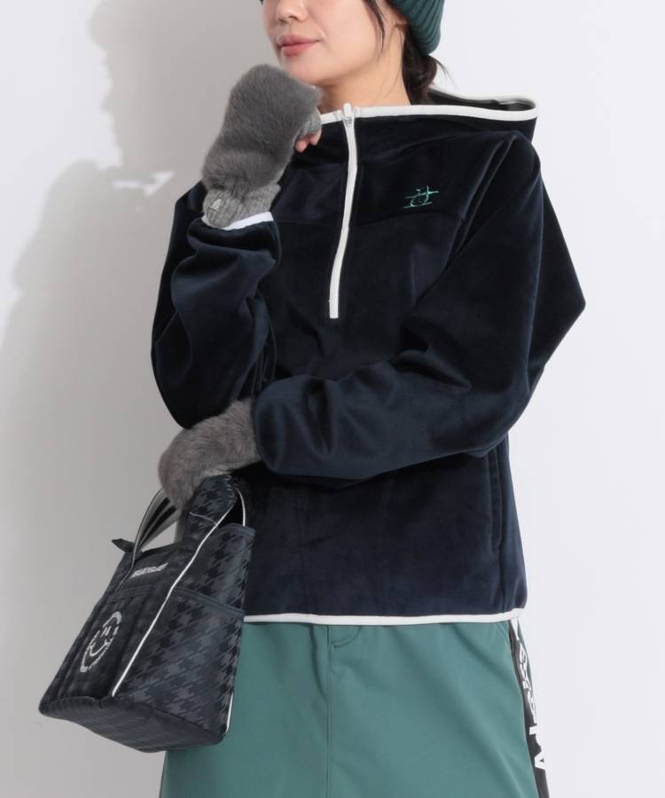 MW 【防風保温】ハーフジップフリースパーカー