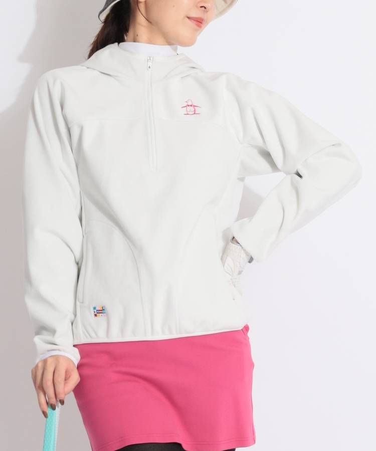 MW 【防風保温】ハーフジップフリースパーカー