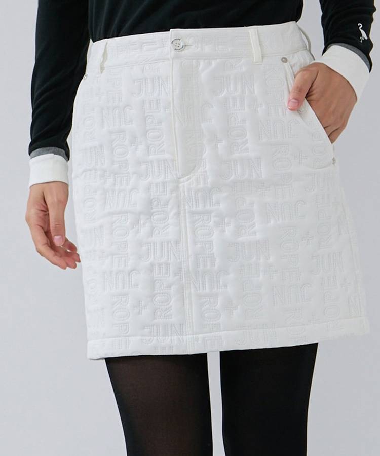 JR 【撥水保温】ぺチパンツ付きエンボスロゴ中綿スカート