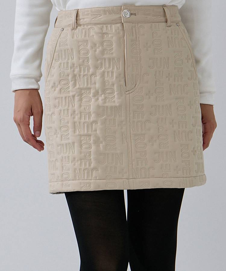 JR 【撥水保温】ぺチパンツ付きエンボスロゴ中綿スカート