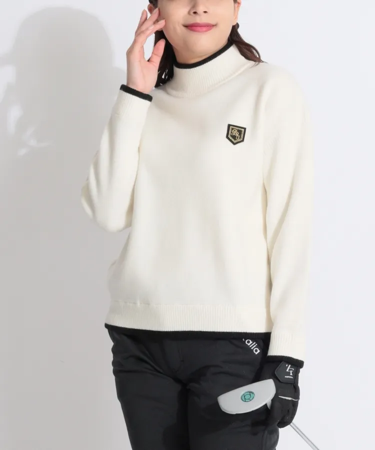 パーリーゲイツ PG アームロゴカシミヤクルーネックニット レディース